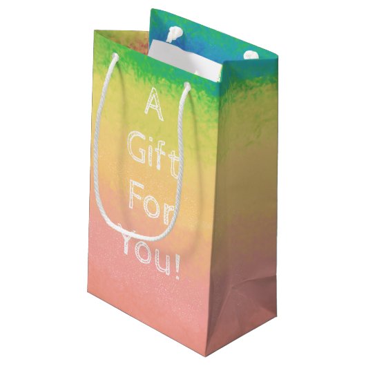 Waterverf, Roze, Geel, Gift Bag - Klein, glanzend Klein Cadeauzakje (Achterkant Gekanteld)