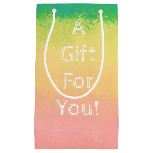 Waterverf, Roze, Geel, Gift Bag - Klein, glanzend Klein Cadeauzakje (Voorkant)