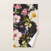 Waterverf roze geel rozen zwarte achtergrond bad handdoek (Handdoek)
