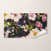Waterverf roze geel rozen zwarte achtergrond bad handdoek (Handdoek)