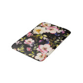 Waterverf roze geel rozen zwarte achtergrond badmat (Gekanteld)