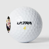 Waterverf roze geel rozen zwarte achtergrond golfballen (Logo)