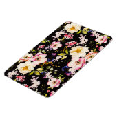 Waterverf roze geel rozen zwarte achtergrond magneet (Linkerzijde)