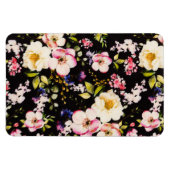 Waterverf roze geel rozen zwarte achtergrond magneet (Horizontaal)