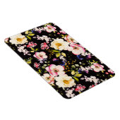 Waterverf roze geel rozen zwarte achtergrond magneet (Rechterzijde)