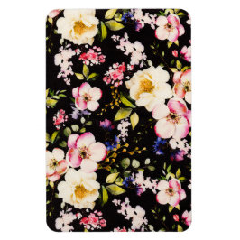 Waterverf roze geel rozen zwarte achtergrond magneet