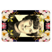 Waterverf roze geel rozen zwarte achtergrond magneet (Horizontaal)