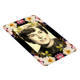 Waterverf roze geel rozen zwarte achtergrond magneet