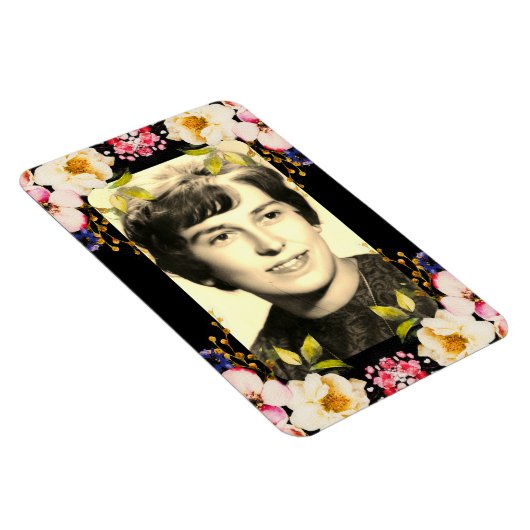 Waterverf roze geel rozen zwarte achtergrond magneet (Rechterzijde)