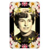 Waterverf roze geel rozen zwarte achtergrond magneet (Verticaal)