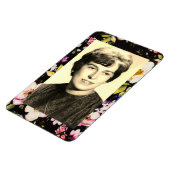 Waterverf roze geel rozen zwarte achtergrond magneet (Linkerzijde)