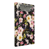 Waterverf roze geel rozen zwarte achtergrond mini klembord (Schuin)