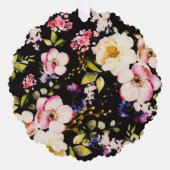 Waterverf roze geel rozen zwarte achtergrond ornament kaart (Voorkant)