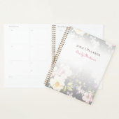 Waterverf roze geel rozen zwarte achtergrond planner (Display)