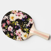 Waterverf roze geel rozen zwarte achtergrond tafeltennisbatje (Zijkant)