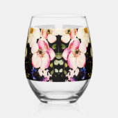 Waterverf roze geel rozen zwarte achtergrond wijnglas zonder voet (Links)