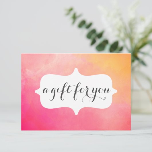 Waterverf Roze Geel Salon Cadeaubon (Staand voorkant)