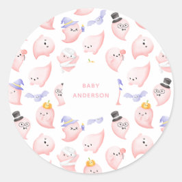 Waterverf Roze Geesten Halloween Baby shower Ronde Sticker