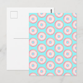 Waterverf Roze Geglazuurde Sprinkle Donuts Briefkaart