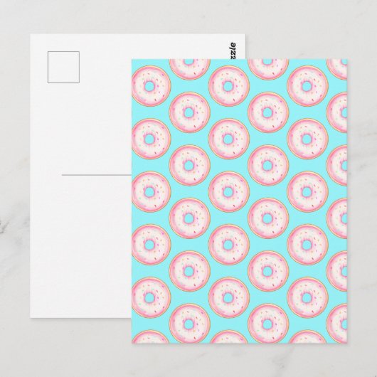 Waterverf Roze Geglazuurde Sprinkle Donuts Briefkaart (Voorkant / Achterkant)