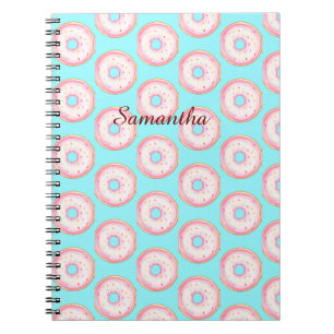 Waterverf Roze Geglazuurde Sprinkle Donuts Notitieboek