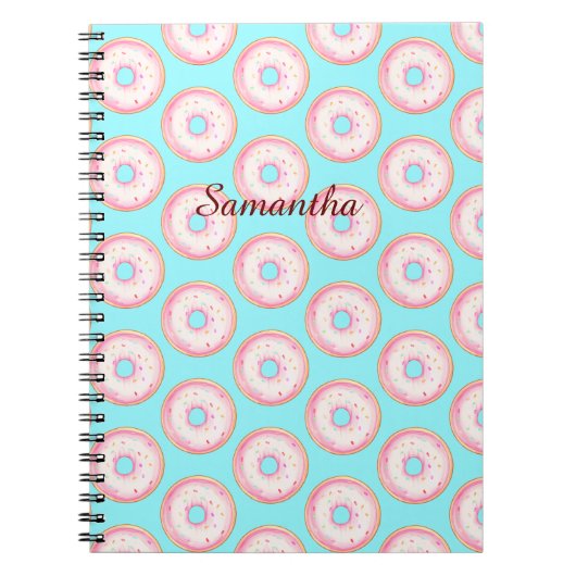 Waterverf Roze Geglazuurde Sprinkle Donuts Notitieboek (Voorkant)