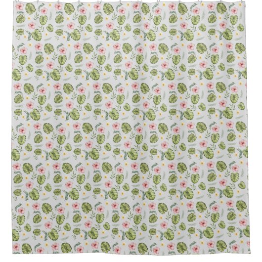 Waterverf roze gele elegant douchegordijn (Voorkant)