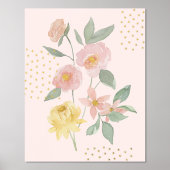 Waterverf Roze gele Floral Folie Afdrukken (Voorkant)