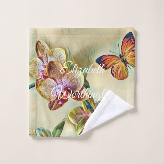  Waterverf Roze Gele Orchidee Bloemen Washandje (Wasdoekje)