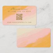 Waterverf roze gele QR-code RSVP-kaart Visitekaartje (Voorkant / Achterkant)