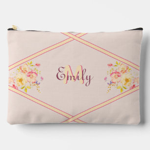 Waterverf Roze Gele Rozen, Lijnen, Monogram Etui