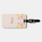 Waterverf Roze Gele Rozen, Monogram Bagagelabel (Voorkant horizontaal)