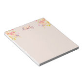 Waterverf Roze Gele Rozen, Monogram Notitieblok (Schuin)