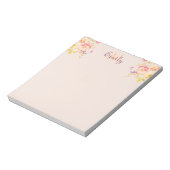 Waterverf Roze Gele Rozen, Monogram Notitieblok (Linkerzijde)