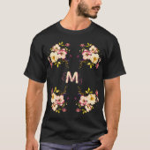 Waterverf Roze Gele Rozen, Monogram T-shirt (Voorkant)