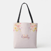 Waterverf Roze Gele Rozen, Monogram Tote Bag (Achterkant)