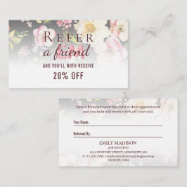 Waterverf Roze Gele Rozen op zwart, Monogram Aanbevelingskaartje