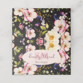 Waterverf Roze Gele Rozen op zwart, Monogram Afsprakenkaart (Buitenkant ongevouwen)