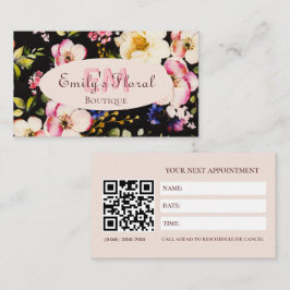 Waterverf Roze Gele Rozen op zwart, Monogram Afsprakenkaartje