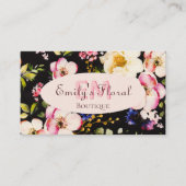 Waterverf Roze Gele Rozen op zwart, Monogram Afsprakenkaartje (Voorkant)