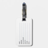 Waterverf Roze Gele Rozen op zwart, Monogram Bagagelabel (Achterkant verticaal)