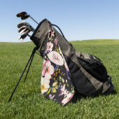 Waterverf Roze Gele Rozen op zwart, Monogram Golfhanddoek (Groen)