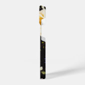 Waterverf Roze Gele Rozen op zwart, Monogram iPhone Hoesje (Linkerkant)