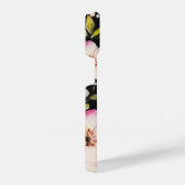 Waterverf Roze Gele Rozen op zwart, Monogram iPhone Hoesje (Rechterkant)