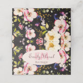 Waterverf Roze Gele Rozen op zwart, Monogram Klantenkaartje (Buitenkant ongevouwen)