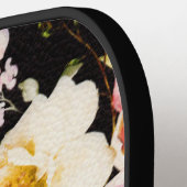 Waterverf Roze Gele Rozen op zwart, Monogram Pickleball Paddle (Links Detail)