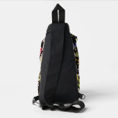 Waterverf Roze Gele Rozen op zwart, Monogram Sling Bag (Achterkant)
