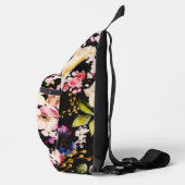 Waterverf Roze Gele Rozen op zwart, Monogram Sling Bag (Rechts)