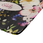 Waterverf Roze Gele Rozen op zwart, Monogram Snijplank (Hoek)