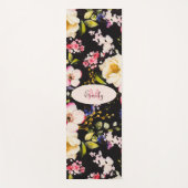 Waterverf Roze Gele Rozen op zwart, Monogram Yogamat (Voorkant)